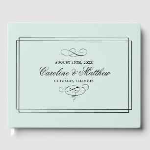 Mint Black Elegant Wedding Guest Books