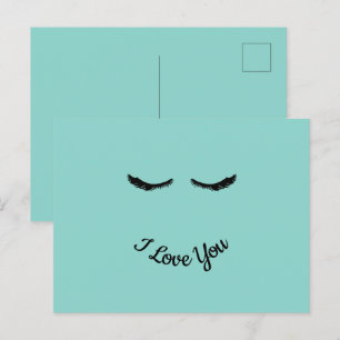 Mint Black Eyelashes Glam Personalized Postcard
