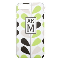 Mint & Black Floral Pattern iPhone 7 Plus Case