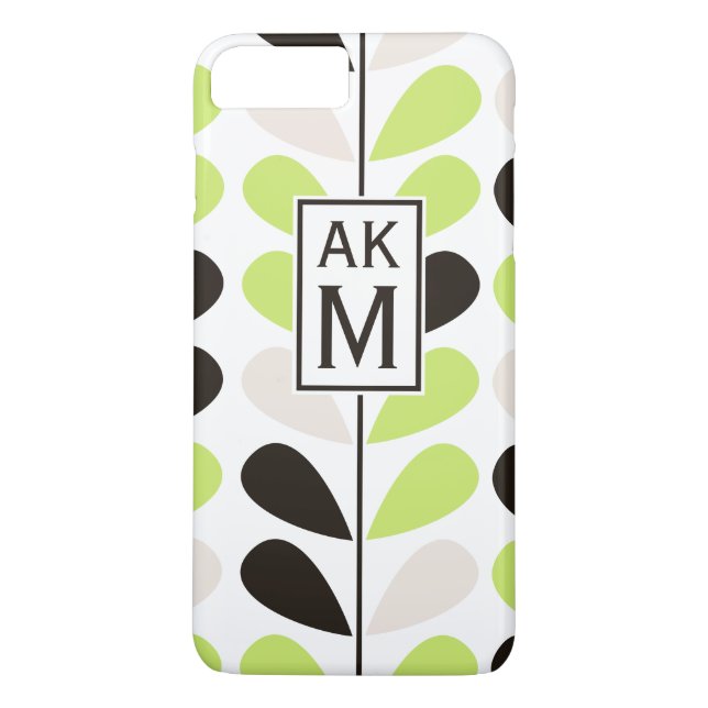 Mint & Black Floral Pattern iPhone 7 Plus Case (Back)