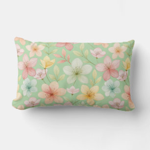 Mint Blossom Lumbar Throw Pillow