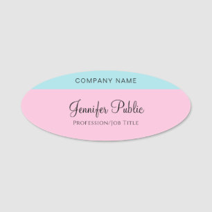 Mint Blue Blush Pink Template Hand Script Name Tag