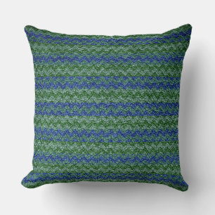 Mint Blue Chevron Stripes Pattern Throw Pillow