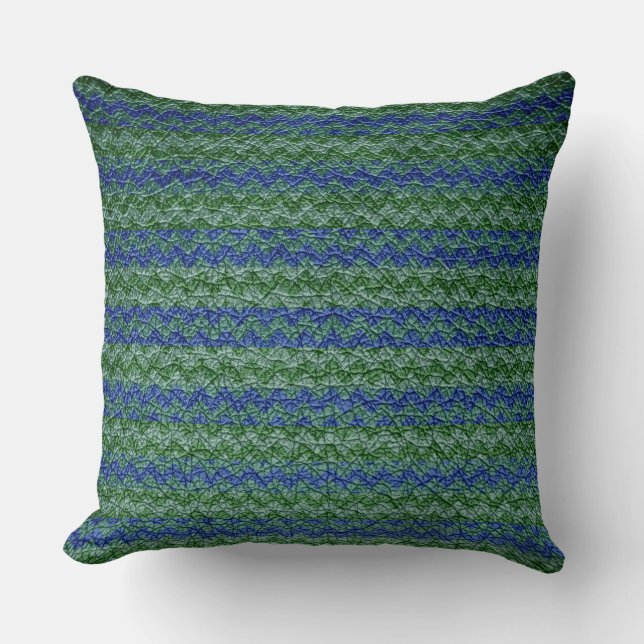 Mint Blue Chevron Stripes Pattern Throw Pillow (Front)