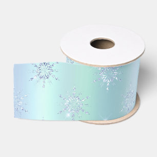 Mint Blue Christmas Snowflakes  Grosgrain Ribbon