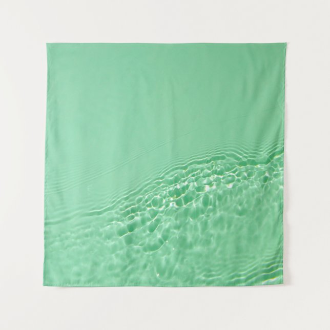 Mint blue coloured clear water surface texture wit tapestry (Front)