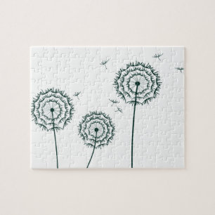 Mint Blue dandelion in spring Jigsaw Puzzle