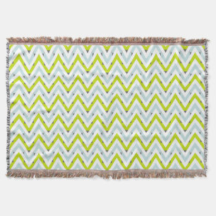 Mint Blue & Green Chevron Geometric Pattern Throw Blanket