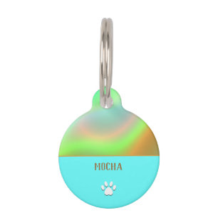 Mint Blue Holographic Pet Tag