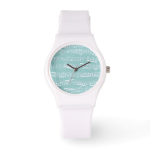 Mint blue music notes watch