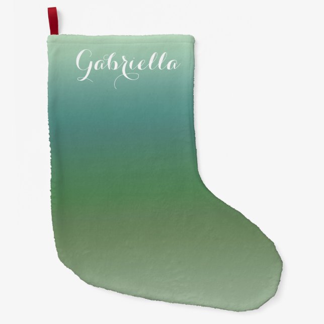 Mint Blue Ombre Large Christmas Stocking (Front)