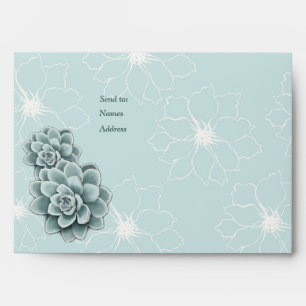 Mint Blue Pine Green Succulents Envelope