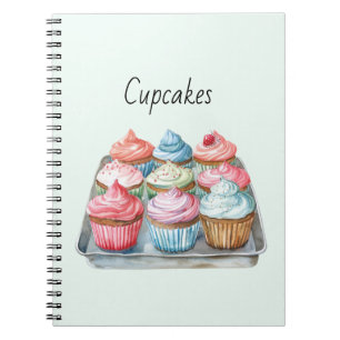 Mint Blue Pink Chocolate Cupcakes Notebook