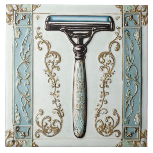 Mint Blue Shaving Razor Shaver Funny Bathroom Tile