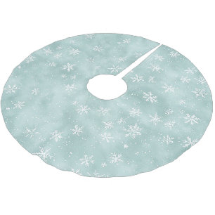 Mint Blue Snowflakes Christmas Brushed Polyester Tree Skirt