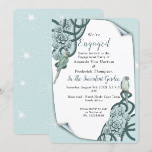 Mint Blue to Pine Green Succulents Invitation