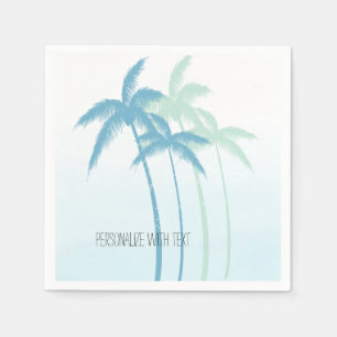 Mint Blue Tropical Palm Trees Ombre Napkin