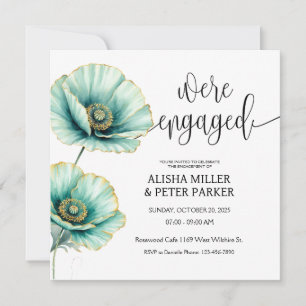 Mint Blue Watercolor Engagement Party Invitation