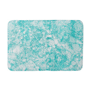 Mint Blue & White Marble Texture  Bath Mat