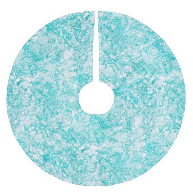 Mint Blue & White Marble Texture Brushed Polyester Tree Skirt (Front)
