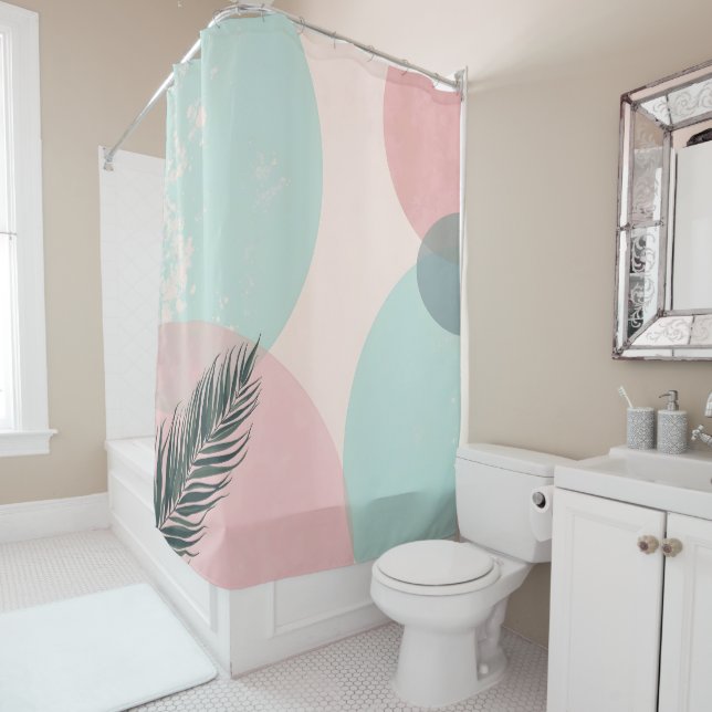 Mint Blush Pink Abstract Modern Collection (In Situ)