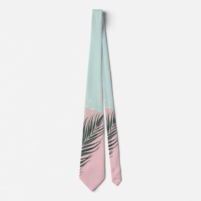 Mint Blush Pink Abstract Modern Collection Tie (Front)