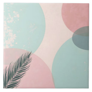 Mint Blush Pink Abstract Modern Collection Tile