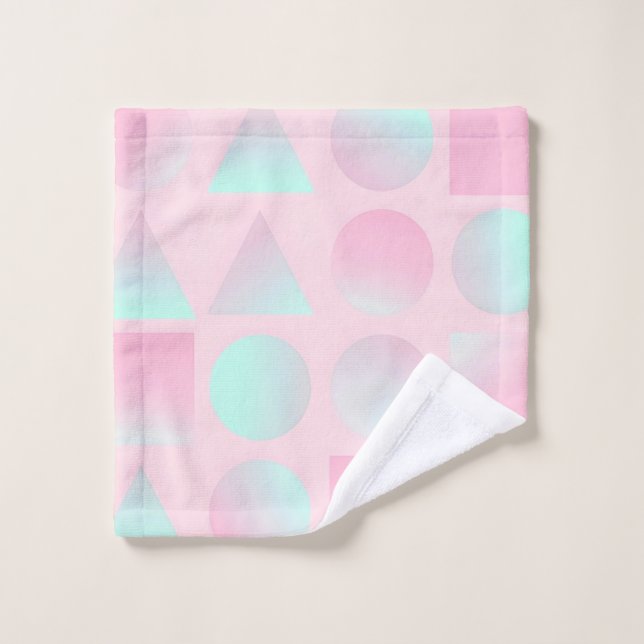Mint Blush Pink Abstract Trendy Collection Bath Towel Set (Wash Cloth)