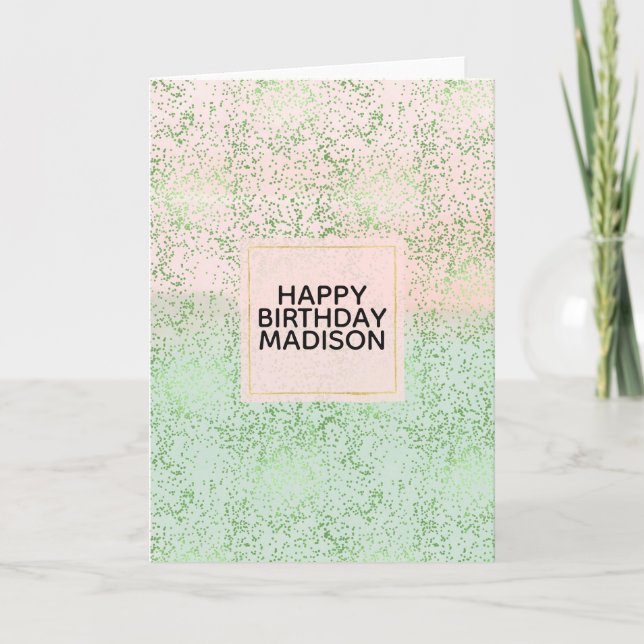 Mint Blush Pink Watercolor Confetti Dots Card (Front)