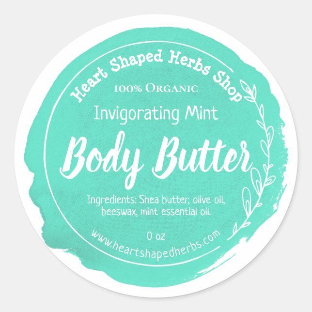 Mint Body Butter Labels (Front)
