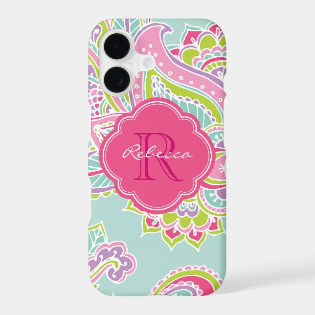 Mint Bohemian Paisley Custom Monogram (Back)