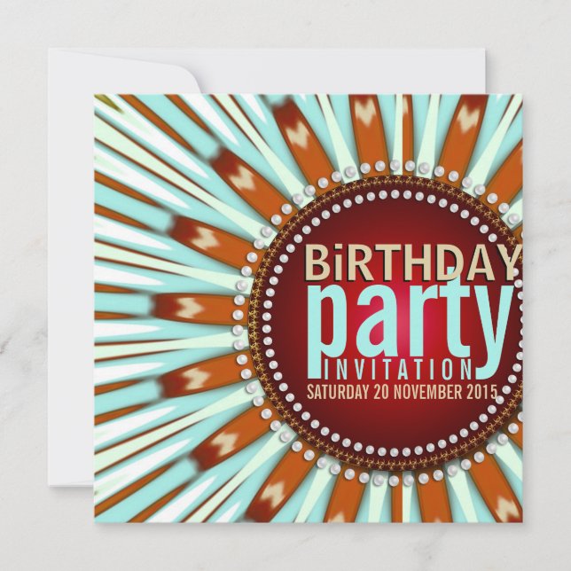 Mint Bohemian Sunshine flower Birthday Party Invitation (Front)
