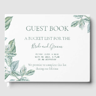 Mint Botanical Wedding Guest Book Bucket List