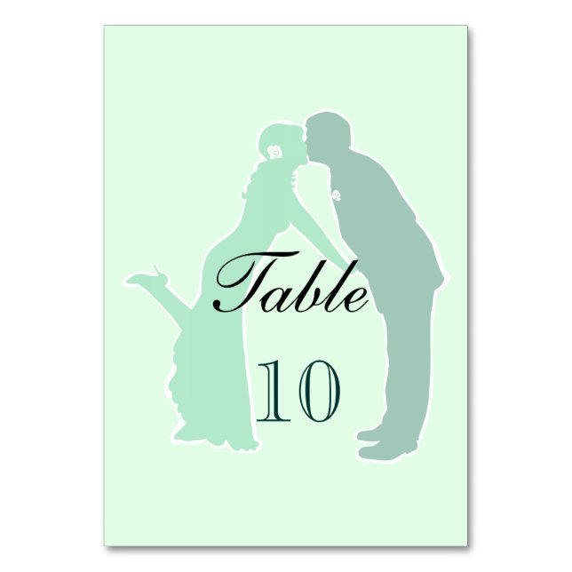 Mint Bride and Groom Table Number (Front)