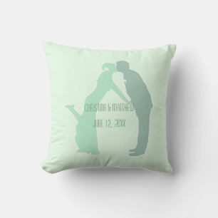 Mint Bride and Groom Throw Pillow