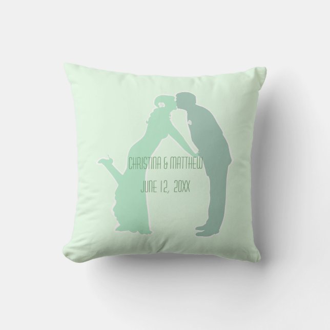 Mint Bride and Groom Throw Pillow (Front)