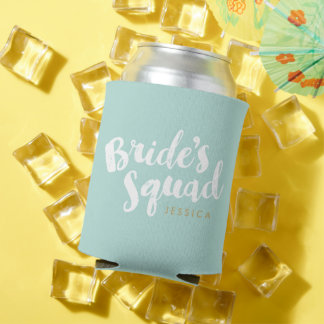Mint Bride's Squad Personalized Bridal Party Gifts Can Cooler