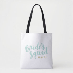 Mint Bride's Squad Personalized Bridal Party Totes