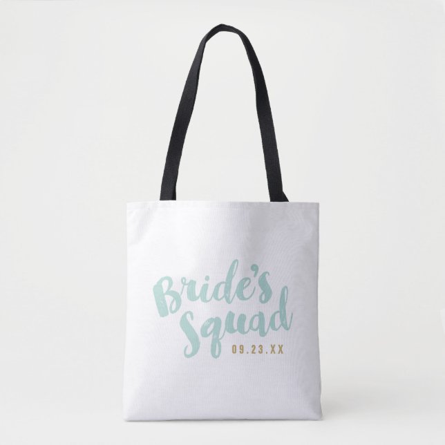 Mint Bride's Squad Personalized Bridal Party Totes (Front)