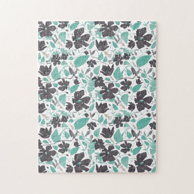 Mint Brown Flower Blossoms Jigsaw Puzzle (Vertical)