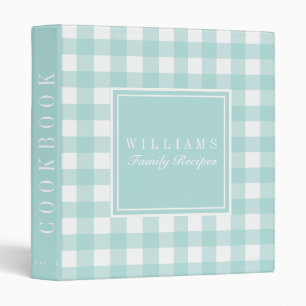 Mint Buffalo Plaid Recipe Cookbook Binder
