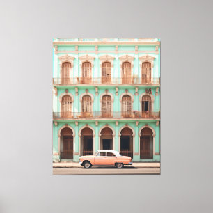 Mint Building Peach Car Havana Cuba Canvas Print