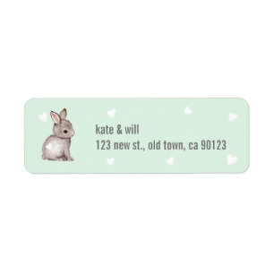 Mint Bunny Heart Retourner l'adresse Étiquettes