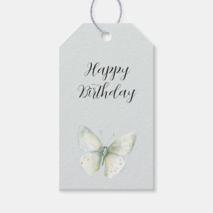 Mint Butterflies Birthday Gift Tags