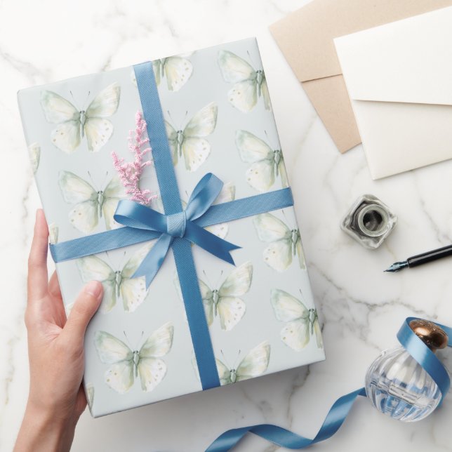 Mint Butterflies Birthday Wrapping Paper (Gifting)