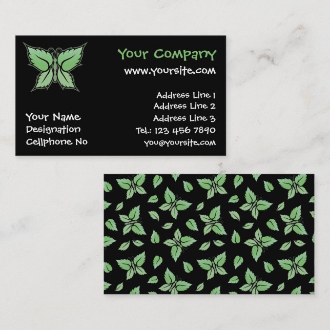 Mint Butterfly Business Card (Front/Back)