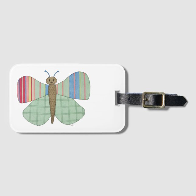 Mint Butterfly Luggage Tag (Front Horizontal)