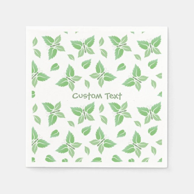 Mint Butterfly Pattern Napkin (Front)