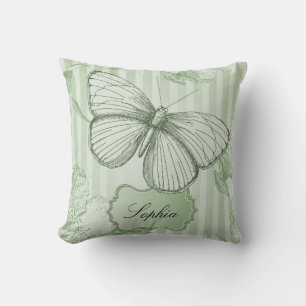 Mint Butterfly Throw Pillow