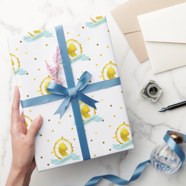 Mint Cameo Princess Birthday Wrapping Paper (Gifting)